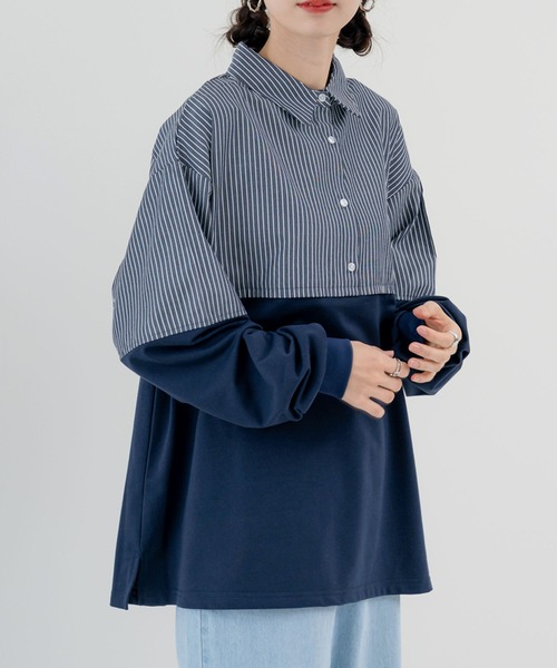 SABUROKU(サブロク)の「【SABUROKU】きちんと感 と ラフさ をいいとこ取り トップス(シャツ/ブラウス・レディース・グレー/ネイビー/ホワイト・M)」の16枚目の写真