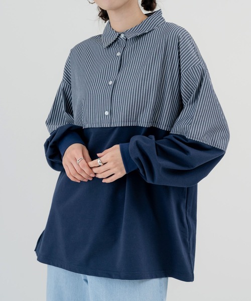 SABUROKU(サブロク)の「【SABUROKU】きちんと感 と ラフさ をいいとこ取り トップス(シャツ/ブラウス・レディース・グレー/ネイビー/ホワイト・M)」の17枚目の写真