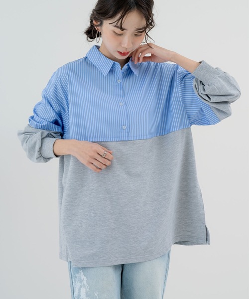 SABUROKU(サブロク)の「【SABUROKU】きちんと感 と ラフさ をいいとこ取り トップス(シャツ/ブラウス・レディース・グレー/ネイビー/ホワイト・M)」の20枚目の写真