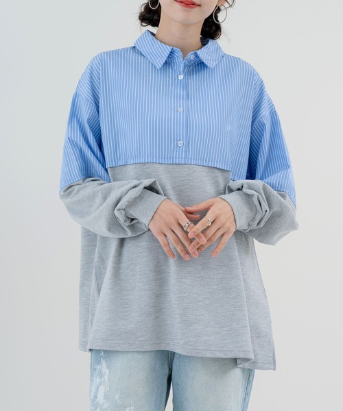 SABUROKU(サブロク)の「【SABUROKU】きちんと感 と ラフさ をいいとこ取り トップス(シャツ/ブラウス・レディース・グレー/ネイビー/ホワイト・M)」の7枚目の写真