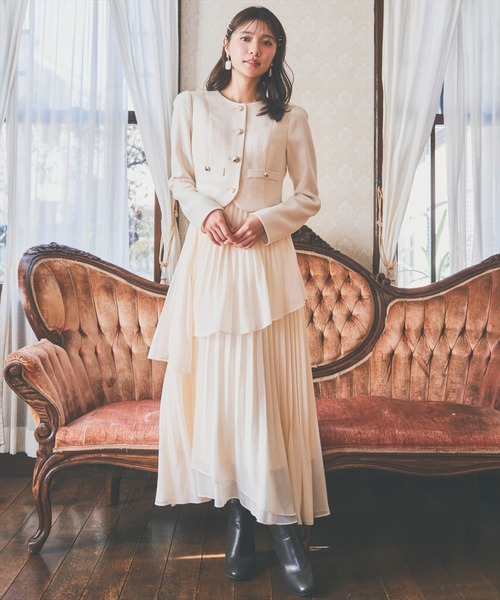 AND COUTURE(アンドクチュール)の「ツイードジャケットドッキングワンピース(ワンピース・レディース・ブラック/オフホワイト/ネイビー・SMALL/MEDIUM)」の4枚目の写真
