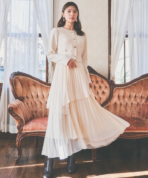 AND COUTURE(アンドクチュール)の「ツイードジャケットドッキングワンピース(ワンピース・レディース・ブラック/オフホワイト/ネイビー・SMALL/MEDIUM)」の5枚目の写真