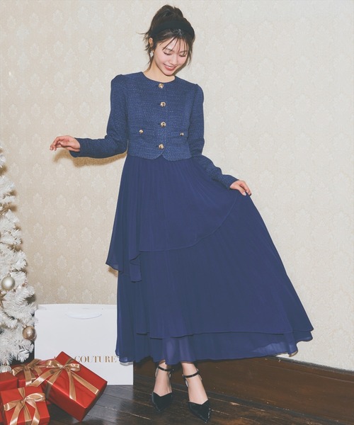AND COUTURE(アンドクチュール)の「ツイードジャケットドッキングワンピース(ワンピース・レディース・ブラック/オフホワイト/ネイビー・SMALL/MEDIUM)」の21枚目の写真