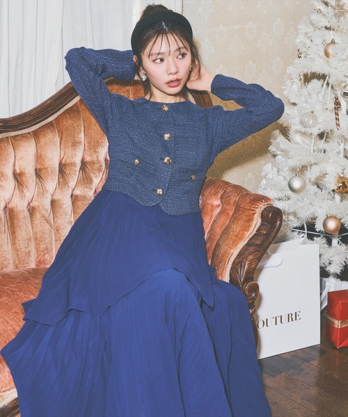 グラントイーワンズ　袖付きボディスーツ75Mブルームーン　① ツイードジャケットドッキングワンピース（ワンピース）｜AND COUTURE