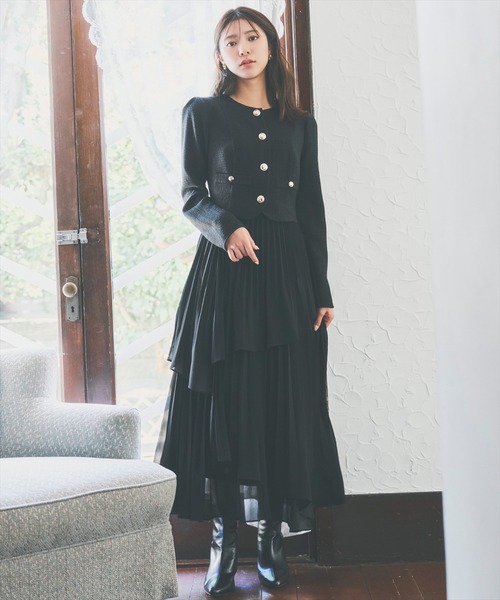 AND COUTURE(アンドクチュール)の「ツイードジャケットドッキングワンピース(ワンピース・レディース・ブラック/オフホワイト/ネイビー・SMALL/MEDIUM)」の16枚目の写真