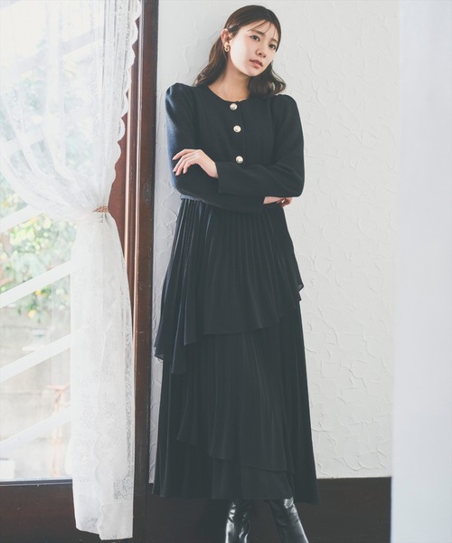 AND COUTURE(アンドクチュール)の「ツイードジャケットドッキングワンピース(ワンピース・レディース・ブラック/オフホワイト/ネイビー・SMALL/MEDIUM)」の17枚目の写真