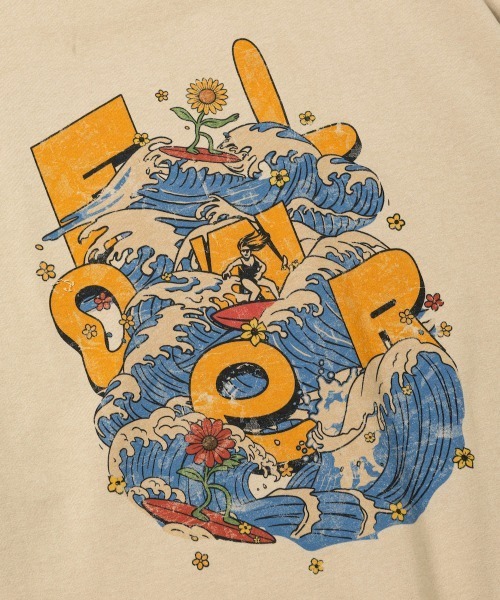 rehacer(レアセル)の「rehacer : Flow Surf Vintage Wash TEE / フローサーフ ヴィンテージ ウオッシュT(Tシャツ/カットソー・メンズ・ベージュ/ピンク/スミクロ・MEDIUM/SMALL/X-LARGE/LARGE)」の4枚目の写真
