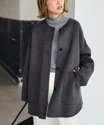 【新品、タグ付き】FRAMeWORK ノーカラー ウールコート FRAMeWORK（フレームワーク） T/W Vネックノーカラーコート : KLD