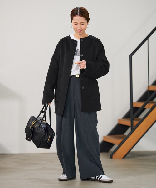 FRAMeWORK（フレームワーク）の「≪WEB限定追加≫ハミルトンリバークルーネックコート 2（ノーカラーコート・レディース・チャコールグレー/ブラック・34/36/38）」の15枚目の写真