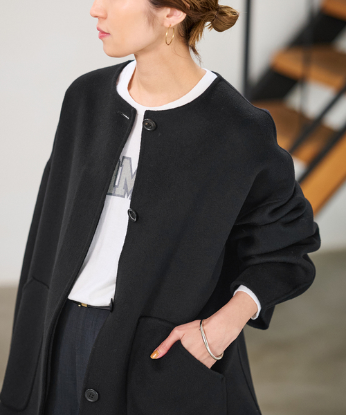 FRAMeWORK（フレームワーク）の「≪WEB限定追加≫ハミルトンリバークルーネックコート 2（ノーカラーコート・レディース・チャコールグレー/ブラック・34/36/38）」の19枚目の写真