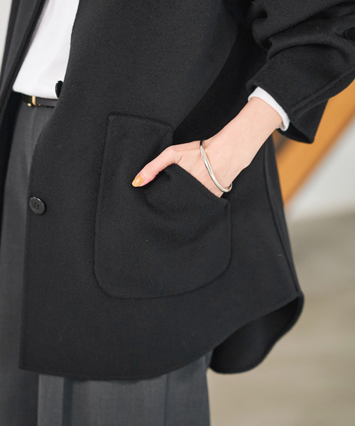 FRAMeWORK（フレームワーク）の「≪WEB限定追加≫ハミルトンリバークルーネックコート 2（ノーカラーコート・レディース・チャコールグレー/ブラック・34/36/38）」の20枚目の写真