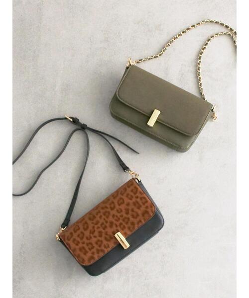 Te chichi（テチチ）の「レオパードチェーンクラッチショルダー（ハンドバッグ・レディース・グリーン/ブラウン・F）」の3枚目の写真