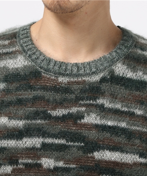 ABAHOUSE（アバハウス）の「モヘヤジャガード起毛プルオーバー（ニット/セーター・メンズ・オレンジ/ダークグリーン・46/44/48）」の3枚目の写真