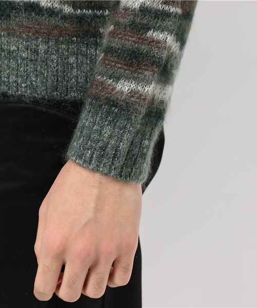 ABAHOUSE（アバハウス）の「モヘヤジャガード起毛プルオーバー（ニット/セーター・メンズ・オレンジ/ダークグリーン・46/44/48）」の4枚目の写真
