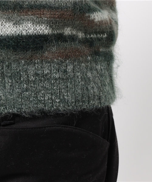 ABAHOUSE（アバハウス）の「モヘヤジャガード起毛プルオーバー（ニット/セーター・メンズ・オレンジ/ダークグリーン・46/44/48）」の5枚目の写真