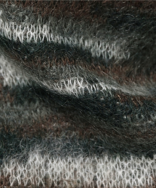 ABAHOUSE（アバハウス）の「モヘヤジャガード起毛プルオーバー（ニット/セーター・メンズ・オレンジ/ダークグリーン・46/44/48）」の6枚目の写真