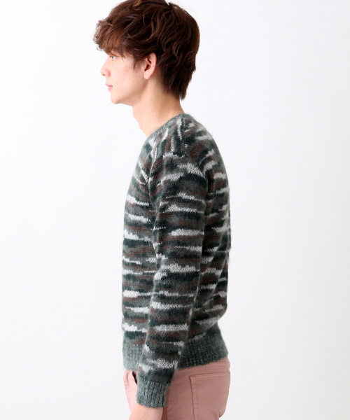 ABAHOUSE（アバハウス）の「モヘヤジャガード起毛プルオーバー（ニット/セーター・メンズ・オレンジ/ダークグリーン・46/44/48）」の9枚目の写真