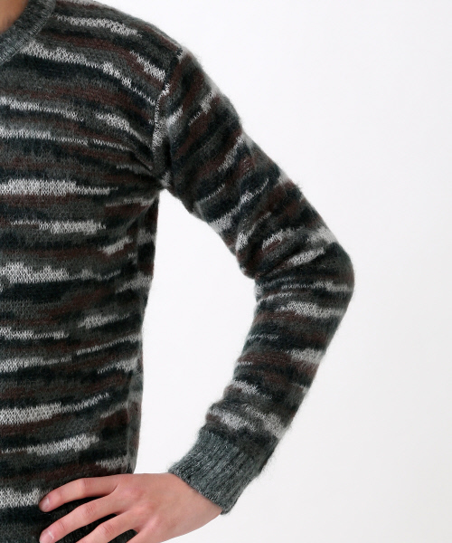 ABAHOUSE（アバハウス）の「モヘヤジャガード起毛プルオーバー（ニット/セーター・メンズ・オレンジ/ダークグリーン・46/44/48）」の12枚目の写真