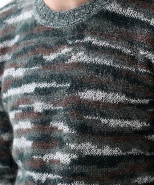 ABAHOUSE（アバハウス）の「モヘヤジャガード起毛プルオーバー（ニット/セーター・メンズ・オレンジ/ダークグリーン・46/44/48）」の13枚目の写真