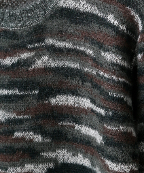 ABAHOUSE（アバハウス）の「モヘヤジャガード起毛プルオーバー（ニット/セーター・メンズ・オレンジ/ダークグリーン・46/44/48）」の14枚目の写真