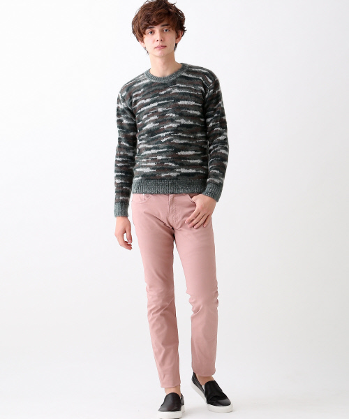 ABAHOUSE（アバハウス）の「モヘヤジャガード起毛プルオーバー（ニット/セーター・メンズ・オレンジ/ダークグリーン・46/44/48）」の17枚目の写真