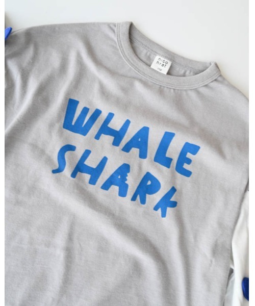 nicohrat（ニコフラート）の「nicohrat/ニコフラート ジンベイザメ袖ロングＴシャツ（Tシャツ/カットソー・キッズ・サックスブルー/オフホワイト/グレー・130cm/140cm/90cm/100cm/110cm/120cm）」の5枚目の写真