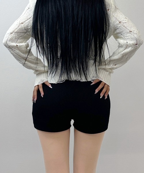 FOLLOWIN(フォロウィン)の「【FOLLOWIN韓国風ショートパンツ】リブショートパンツ(その他パンツ・レディース・ブラック/チャコールグレー・FREE)」の18枚目の写真