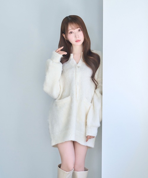 【ほぼ未使用】Romi Rock ホワイトタイガー　袷レディース Shaggy knit cardie（カーディガン/ボレロ）｜Rose Muse（ロゼミューズ