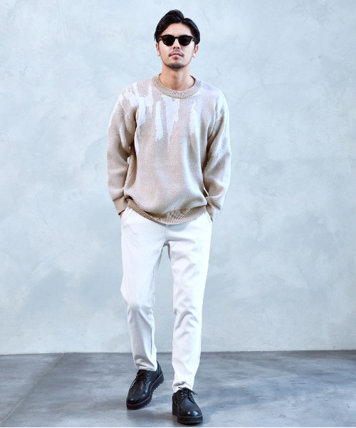 BENUSTA（ベヌスタ）の「『BENUSTA/ベヌスタ』パッチ付きニット【GC】（ニット/セーター・メンズ・パープル/ベージュ・XL/L）」の5枚目の写真