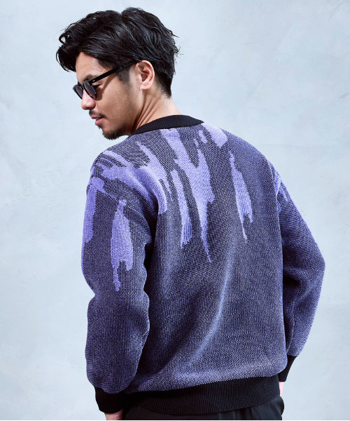 BENUSTA（ベヌスタ）の「『BENUSTA/ベヌスタ』パッチ付きニット【GC】（ニット/セーター・メンズ・パープル/ベージュ・XL/L）」の7枚目の写真