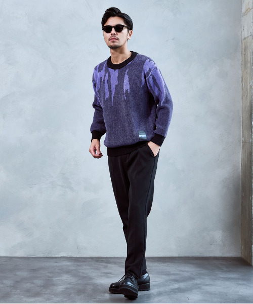 BENUSTA（ベヌスタ）の「『BENUSTA/ベヌスタ』パッチ付きニット【GC】（ニット/セーター・メンズ・パープル/ベージュ・XL/L）」の8枚目の写真