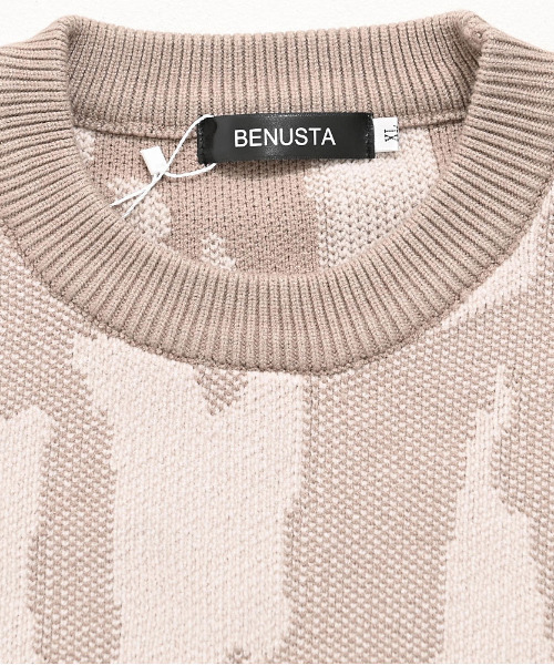 BENUSTA（ベヌスタ）の「『BENUSTA/ベヌスタ』パッチ付きニット【GC】（ニット/セーター・メンズ・パープル/ベージュ・XL/L）」の11枚目の写真