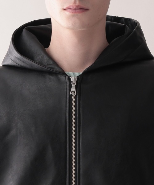 Synthetic Leather Short Hood Blouson/シンセティックレザーショート