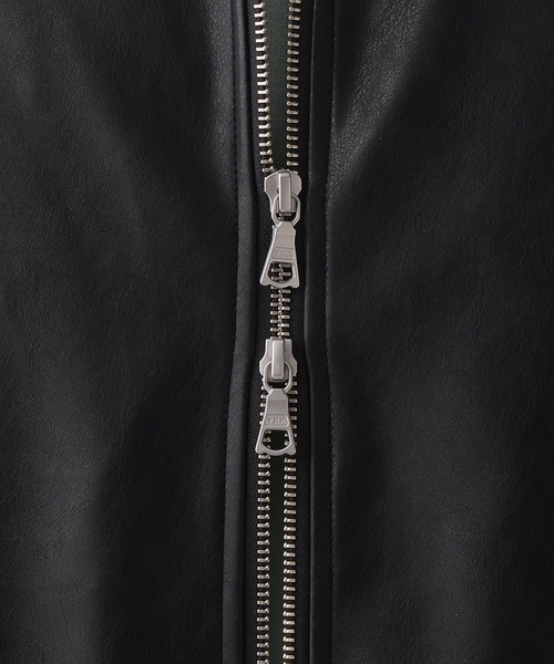 RAGEBLUE(レイジブルー)の「Synthetic Leather Short Hood Blouson/シンセティックレザーショートフードブルゾン(ブルゾン・メンズ・ブラック・LARGE/MEDIUM/SMALL)」の14枚目の写真