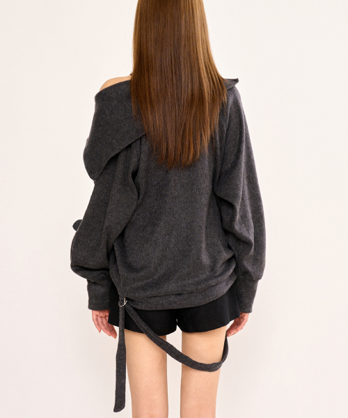 FANYOUNG（ファンヤング）の「ヘアリージップスリットプルオーバー -チャコール（その他トップス・レディース・その他・OS）」の4枚目の写真