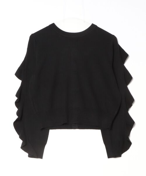 CLANE（クラネ）の「W FACE SHOULDER FRILL KNIT CAR（Tシャツ/カットソー・メンズ・ブラック・1）」の2枚目の写真