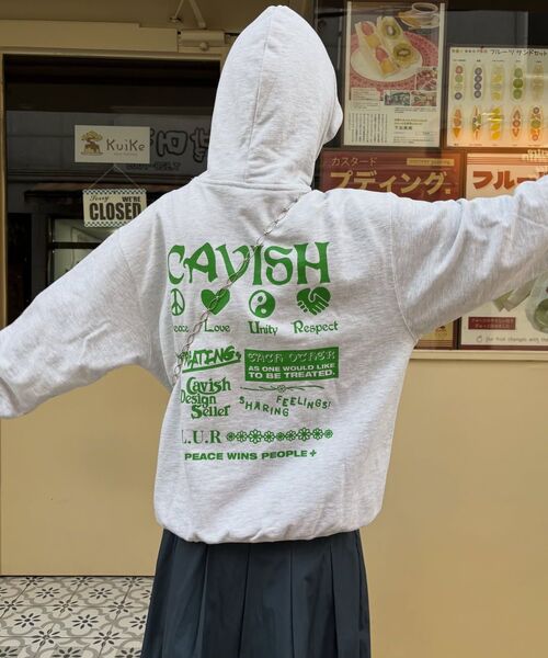 Cavish（カビシ）の「PLUR HOODIE LIGHT GREY(CV2BFUM402A)（パーカー・レディース・ライトグレー・S/L/XL）」の4枚目の写真