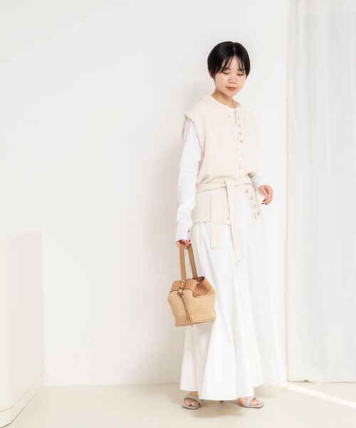 NOLLEY’S（ノーリーズ）の「《手洗い可能》ペーパーヤーン天竺ベスト（ベスト・レディース・ダークブラウン/アイボリー・FREE）」の9枚目の写真