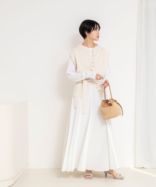 NOLLEY’S（ノーリーズ）の「《手洗い可能》ペーパーヤーン天竺ベスト（ベスト・レディース・ダークブラウン/アイボリー・FREE）」の10枚目の写真