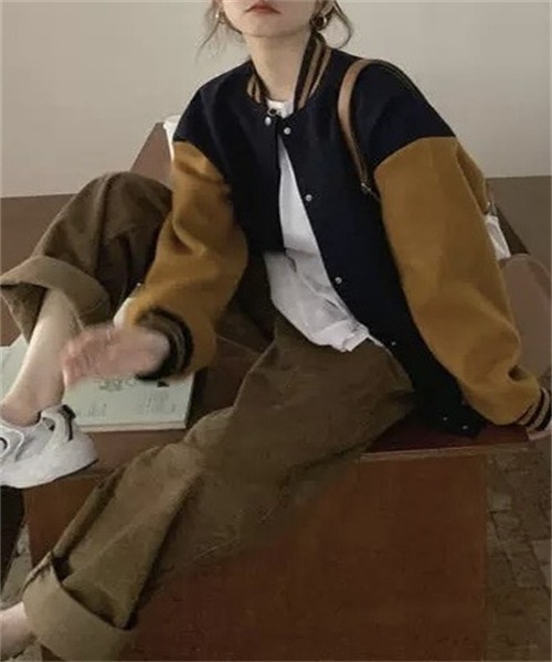 FREE STYLISTS(フリー スタイリスト)の「ビッグシルエット スタジャン(スタジャン・レディース・ワイン/ダークネイビー・M/L/2XL/XL)」の10枚目の写真