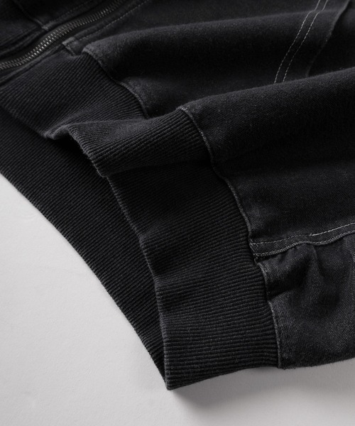 make a ray!（メイク ア レイ！）の「【84】ウォッシュ加工 カットデニム ストレッチ ジップパーカー（パーカー・メンズ・ブルー/ブラック・M/L）」の9枚目の写真