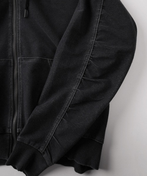 make a ray!（メイク ア レイ！）の「【84】ウォッシュ加工 カットデニム ストレッチ ジップパーカー（パーカー・メンズ・ブルー/ブラック・M/L）」の11枚目の写真