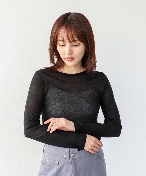 Three Four Time（ｽﾘｰﾌｫｰﾀｲﾑ）の「シンプルシアーカットプルオーバー（ニット/セーター・レディース・ピンク/ブルー/グレー/オフホワイト/ブラック・FREE）」の8枚目の写真