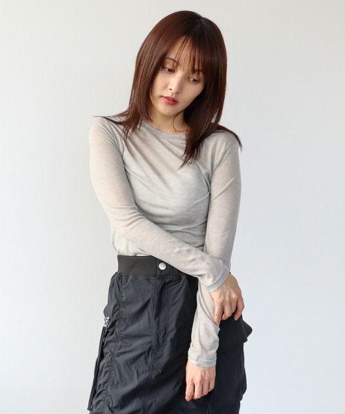 Three Four Time（ｽﾘｰﾌｫｰﾀｲﾑ）の「シンプルシアーカットプルオーバー（ニット/セーター・レディース・ピンク/ブルー/グレー/オフホワイト/ブラック・FREE）」の9枚目の写真