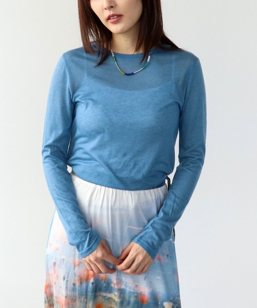 Three Four Time（ｽﾘｰﾌｫｰﾀｲﾑ）の「シンプルシアーカットプルオーバー（ニット/セーター・レディース・ピンク/ブルー/グレー/オフホワイト/ブラック・FREE）」の13枚目の写真