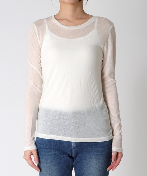 Three Four Time（ｽﾘｰﾌｫｰﾀｲﾑ）の「シンプルシアーカットプルオーバー（ニット/セーター・レディース・ピンク/ブルー/グレー/オフホワイト/ブラック・FREE）」の18枚目の写真