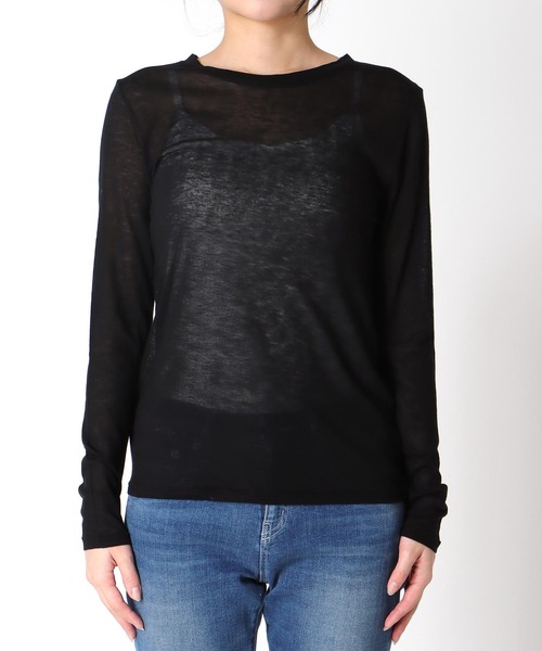 Three Four Time（ｽﾘｰﾌｫｰﾀｲﾑ）の「シンプルシアーカットプルオーバー（ニット/セーター・レディース・ピンク/ブルー/グレー/オフホワイト/ブラック・FREE）」の20枚目の写真