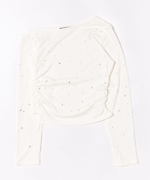 Ritzy(リッツィー)の「ドット柄ラインストーン付きオフショルダートップス(Tシャツ/カットソー・レディース・ブラック/ホワイト・M/L)」の3枚目の写真