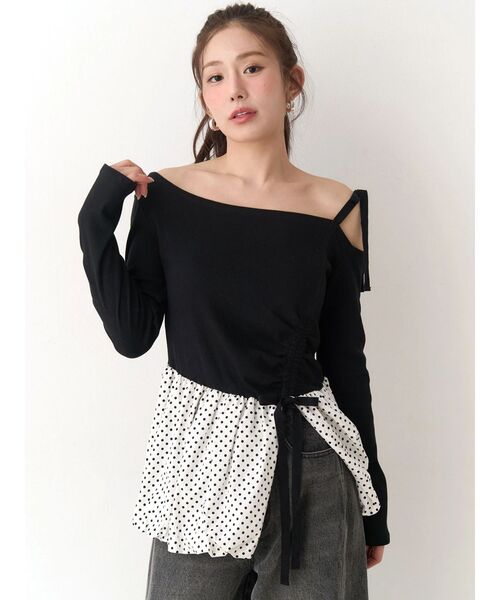 CALNAMUR（カルナムール）の「ワンショルデザイントップス（Tシャツ/カットソー・レディース・ブラック/イエロー/ライトグレー・FREE）」の2枚目の写真