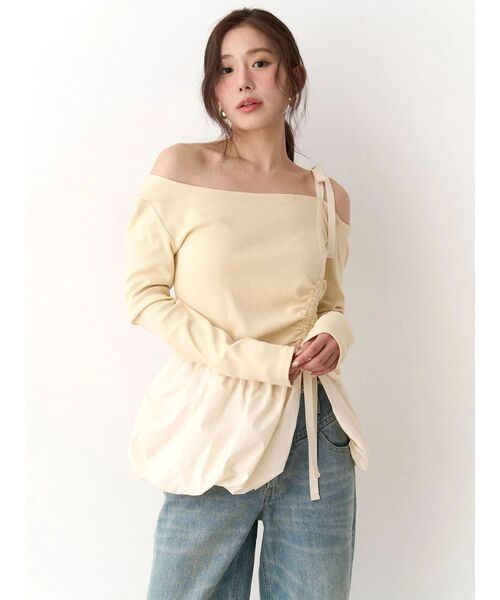 CALNAMUR（カルナムール）の「ワンショルデザイントップス（Tシャツ/カットソー・レディース・ブラック/イエロー/ライトグレー・FREE）」の21枚目の写真